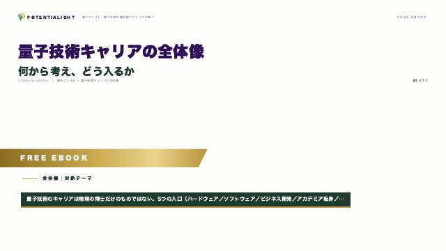 量子技術キャリアの全体像 — 何から考え、どう入るか eBook表紙