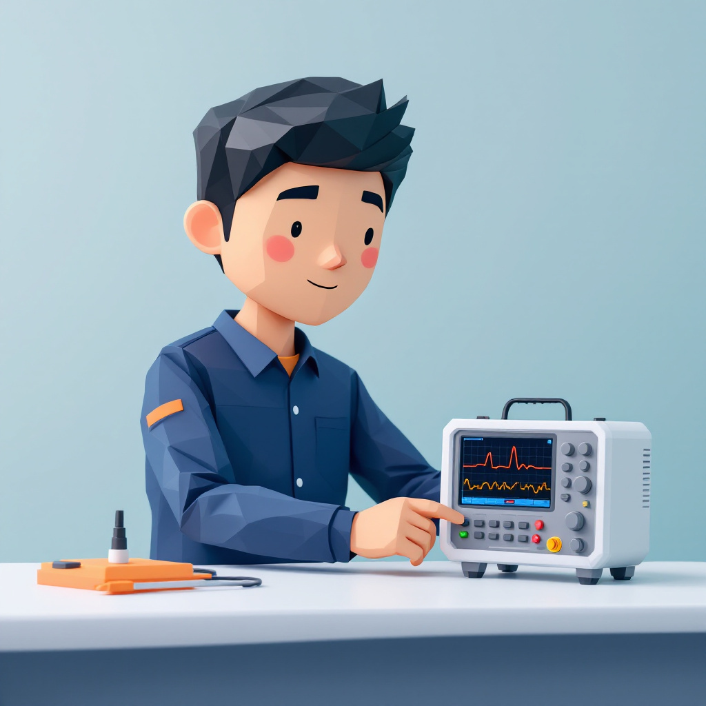 量子センシング・計測機器エンジニアのキャラクターイラスト