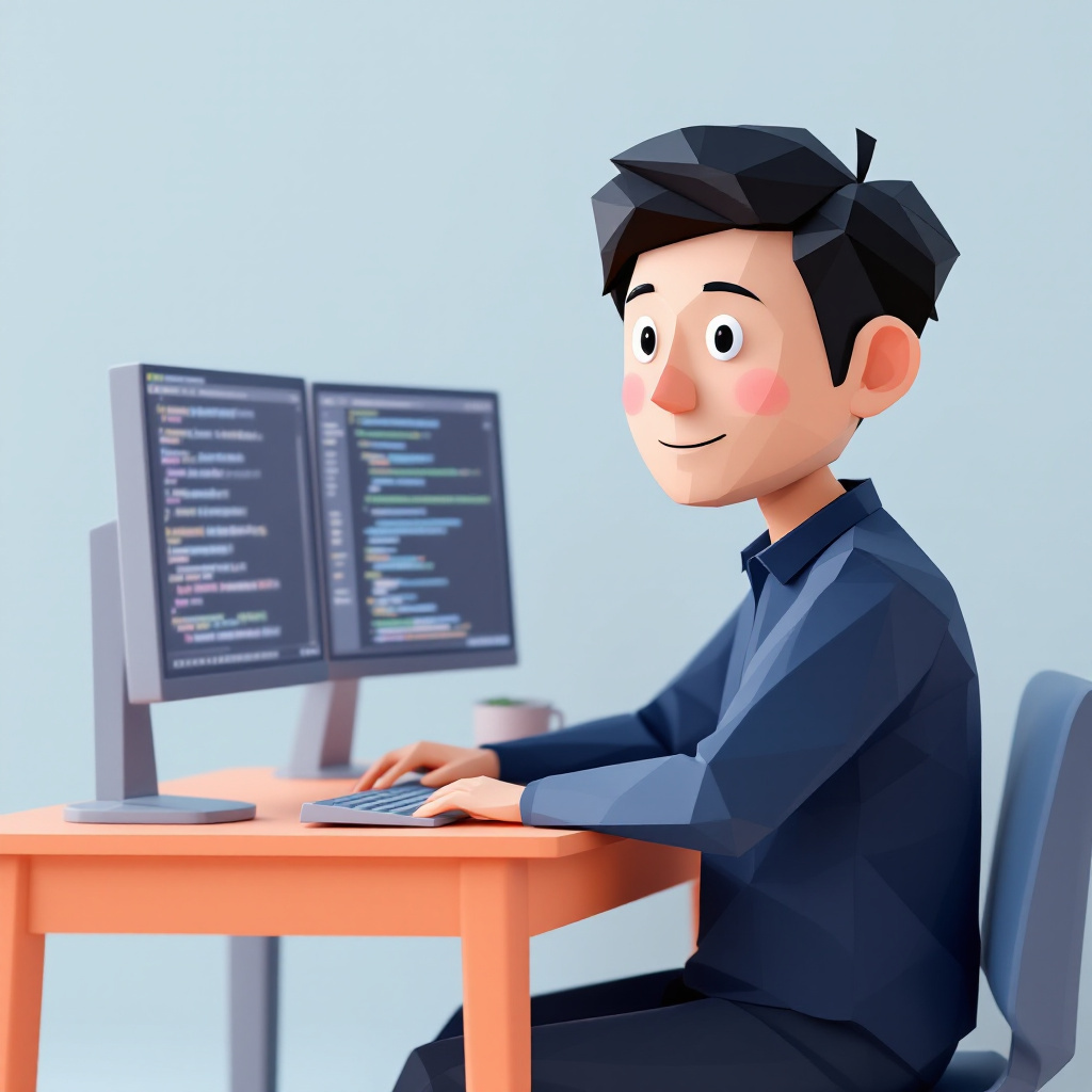 量子ソフトウェア・アルゴリズムエンジニアのキャラクターイラスト